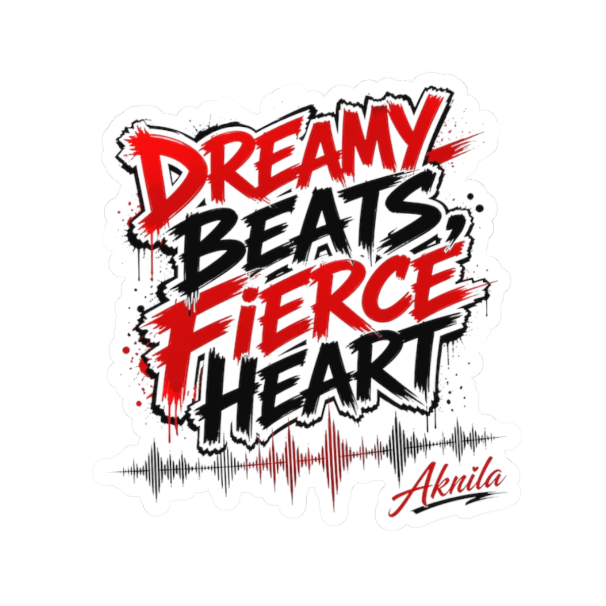 Akriila "Dreamy Beats, Fierce Heart" Sticker - Official stickers merchandise
