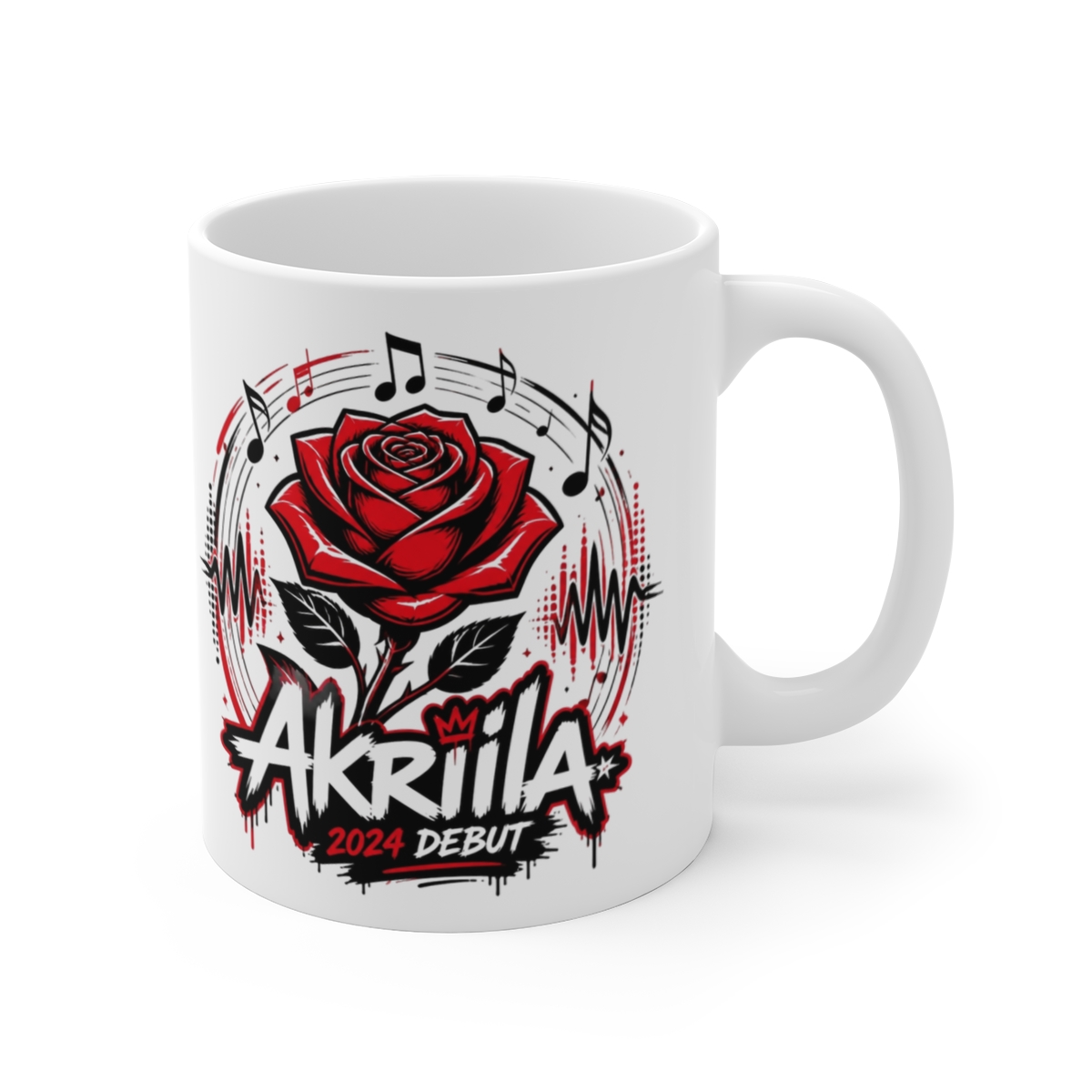 Akriila "Akriila: 2024 Debut" White Mug - Akriila official Mugs & Drinkware merch